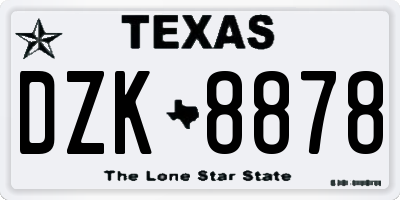 TX license plate DZK8878