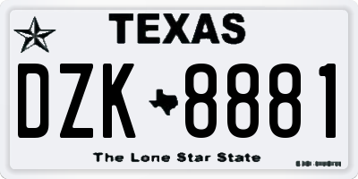 TX license plate DZK8881
