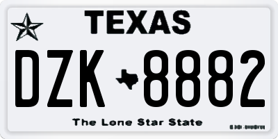 TX license plate DZK8882