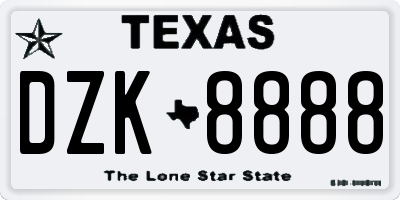 TX license plate DZK8888