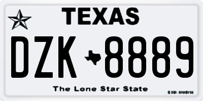 TX license plate DZK8889