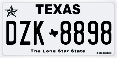 TX license plate DZK8898
