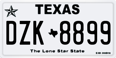 TX license plate DZK8899
