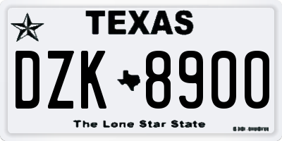 TX license plate DZK8900