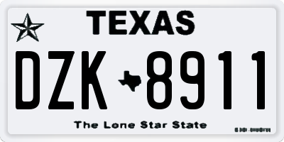 TX license plate DZK8911
