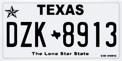 TX license plate DZK8913