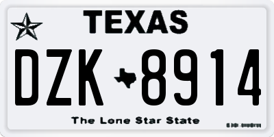 TX license plate DZK8914