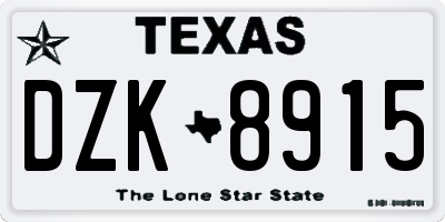 TX license plate DZK8915