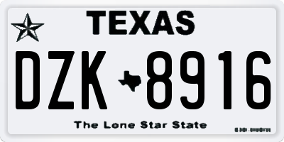 TX license plate DZK8916