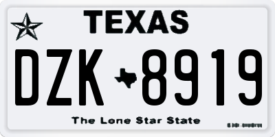 TX license plate DZK8919