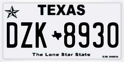 TX license plate DZK8930