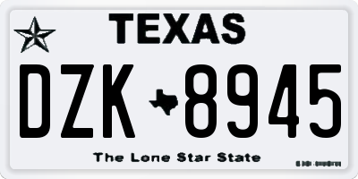 TX license plate DZK8945