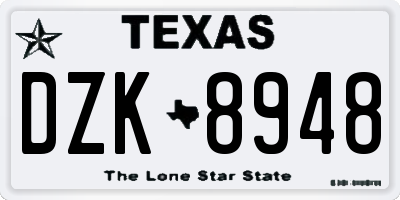 TX license plate DZK8948