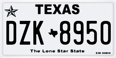 TX license plate DZK8950