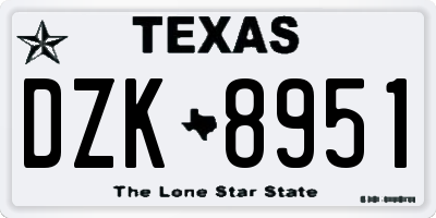 TX license plate DZK8951