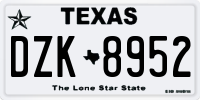 TX license plate DZK8952