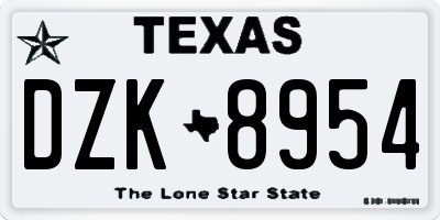 TX license plate DZK8954