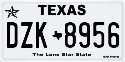 TX license plate DZK8956