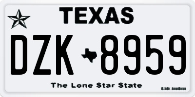 TX license plate DZK8959