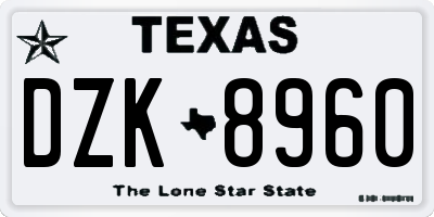 TX license plate DZK8960