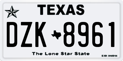 TX license plate DZK8961