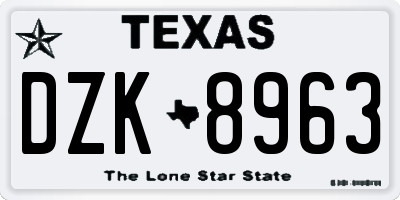 TX license plate DZK8963