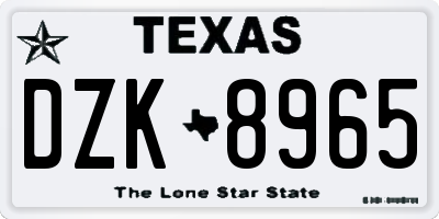 TX license plate DZK8965