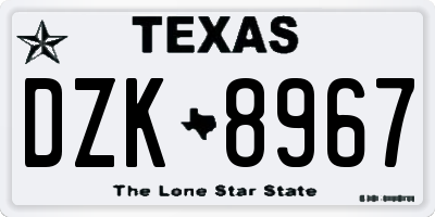 TX license plate DZK8967