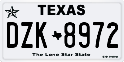 TX license plate DZK8972