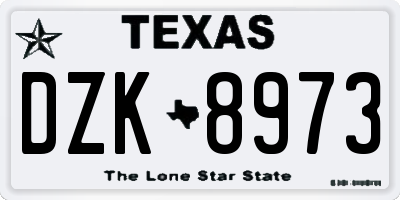 TX license plate DZK8973