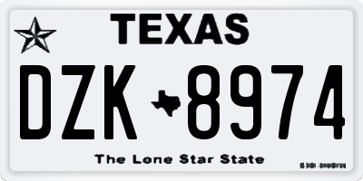 TX license plate DZK8974