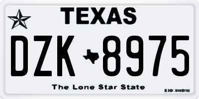 TX license plate DZK8975