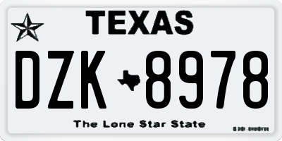 TX license plate DZK8978