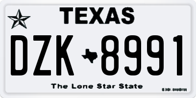 TX license plate DZK8991