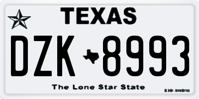 TX license plate DZK8993