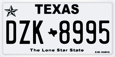 TX license plate DZK8995