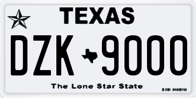 TX license plate DZK9000