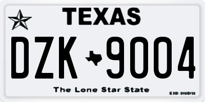 TX license plate DZK9004