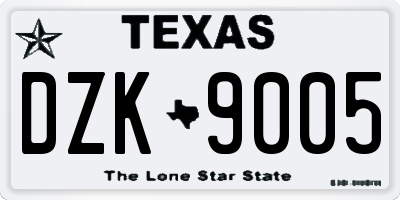 TX license plate DZK9005