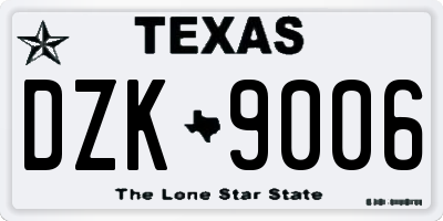 TX license plate DZK9006