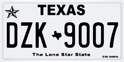 TX license plate DZK9007