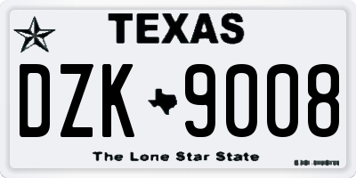 TX license plate DZK9008