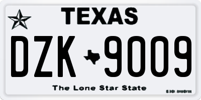 TX license plate DZK9009