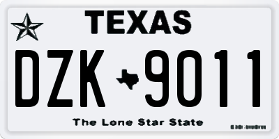 TX license plate DZK9011