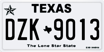 TX license plate DZK9013