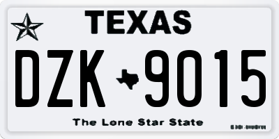 TX license plate DZK9015