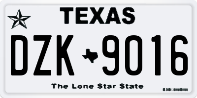 TX license plate DZK9016