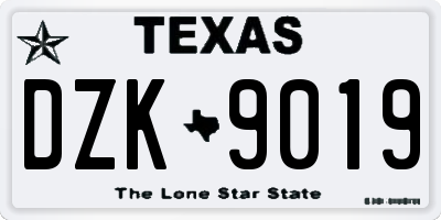 TX license plate DZK9019