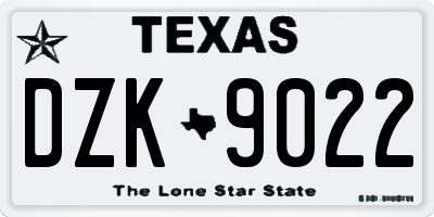 TX license plate DZK9022