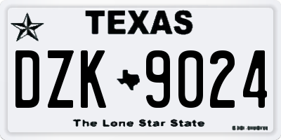 TX license plate DZK9024